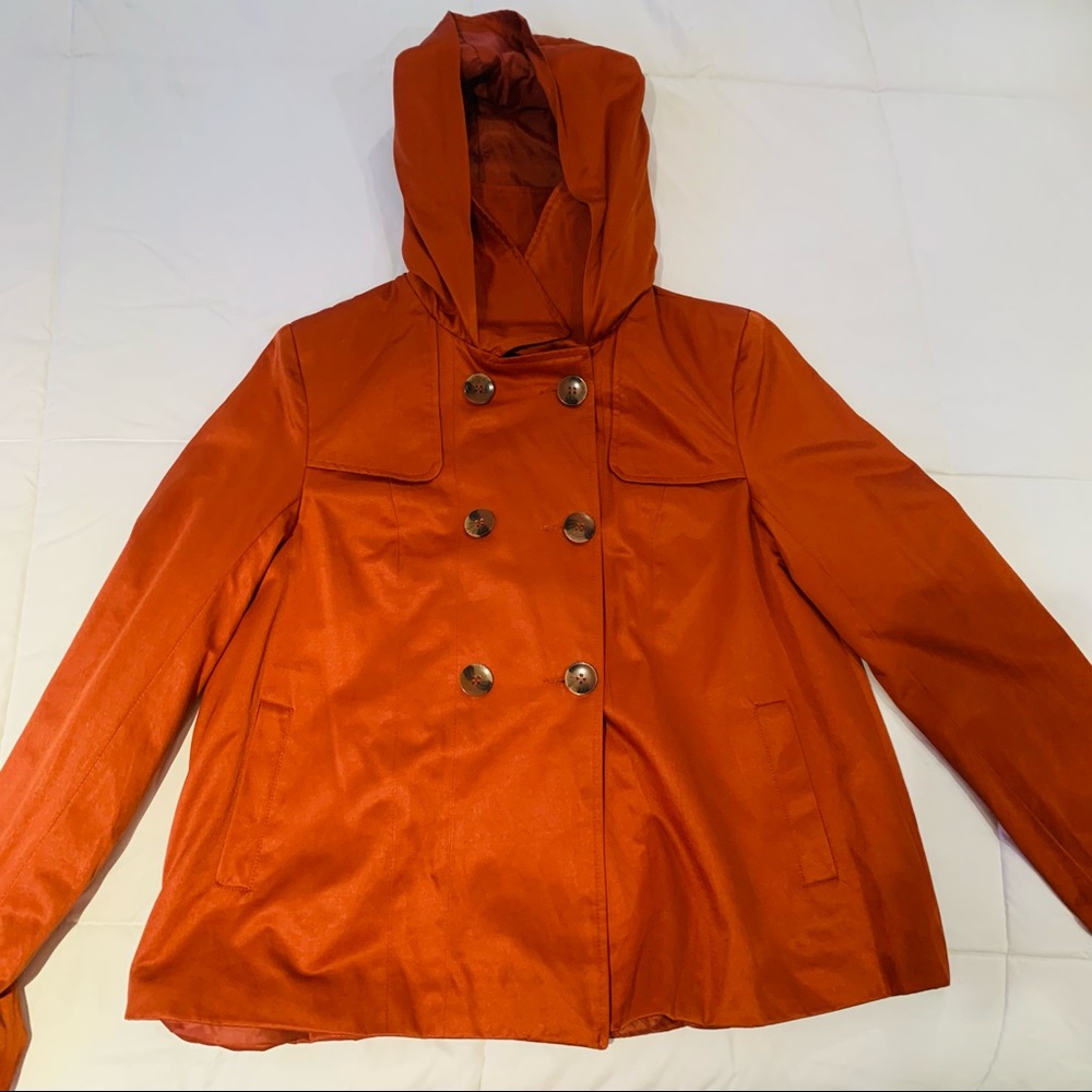 Forever 21 Burnt Orange Hooded Double Breasted Coat Size 8